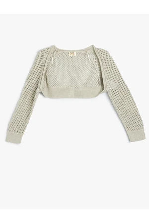 Koton Crop Knitwear Cardigan Openwork Long Sleeve