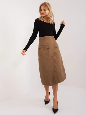 Brown midi cargo skirt with lining