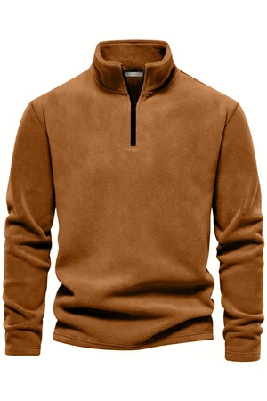 49143 Dewberry Half Zipper Stand Collar Mens Fleece-CAMEL