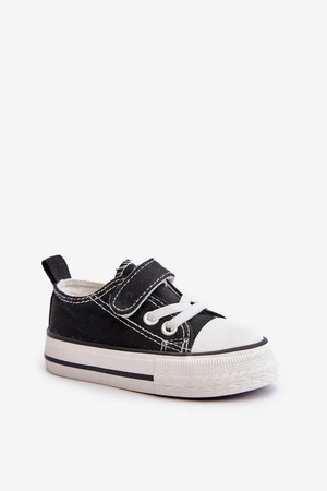 Children's canvas Velcro sneakers - black Daloma