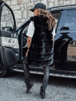 Women's fur vest ASHTON black Dstreet