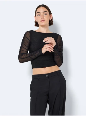 Čierne dámske crop top tričko Noisy May Louise