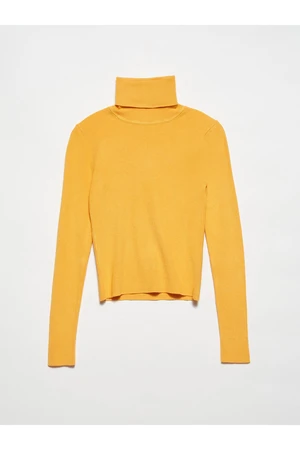 Dilvin 10225 Turtleneck Sweater-mustard