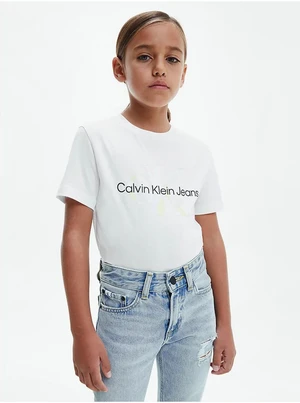 Bílé holčičí tričko Calvin Klein Jeans - Holky