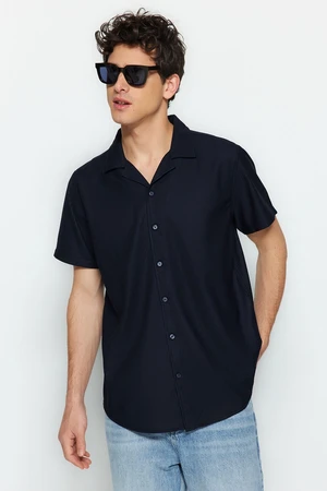 Trendyol Navy Blue Regular Fit Open Collar Summer Shirt