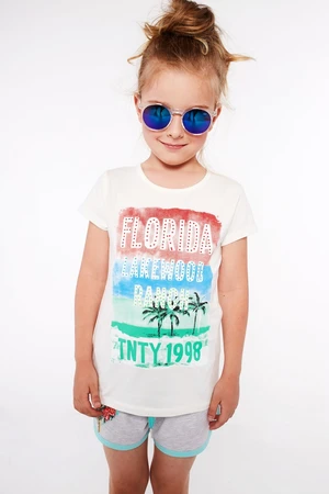 Girls' T-shirt with a cream print