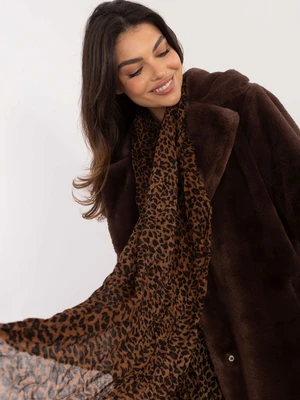 Brown and black scarf with animal prints