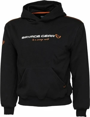 Savage Gear Horgászpulóver Junior Logo Hoodie Fekete tinta 10-12