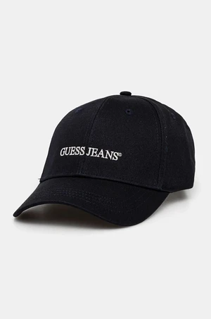 Bavlněná baseballová čepice Guess Jeans tmavomodrá barva, s aplikací, M4BZ26 WF8V1