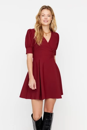 Trendyol Burgundy Woven Double Breasted Collar Woven Dress