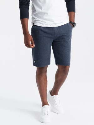 Ombre Men's ottoman knitted short sweat shorts - navy blue