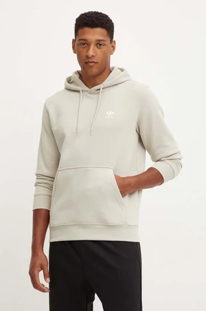 Mikina adidas Originals Trefoil Essentials Hoody pánska, béžová farba, s kapucňou, s nášivkou, IR7785