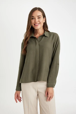 DEFACTO Regular Fit Shirt Collar Long Sleeve Blouse