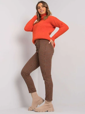 Orange and beige plaid trousers