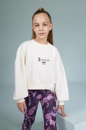 DEFACTO Girl's Crew Neck Printed Sweatshirt