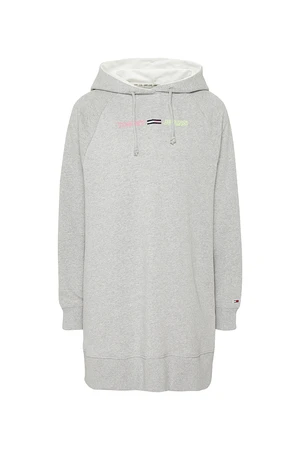 Tommy Jeans Šaty - TJW LOGO HOODIE DRESS sivé