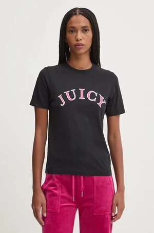 Bavlněné tričko Juicy Couture GIRLFRIEND TEE černá barva, JCSCT224414