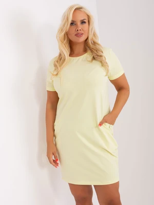 Light yellow sweatshirt dress in large size made of cotton