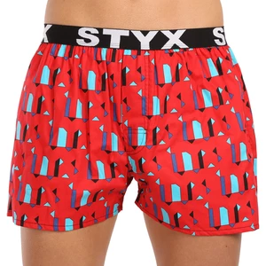 Red Men's Patterned Boxer Shorts Styx Shapes