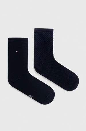 Ponožky Tommy Hilfiger 2-pack dámské, tmavomodrá barva, 701227563