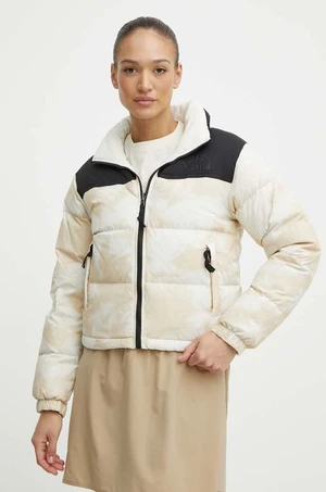 Oboustranná péřová bunda The North Face NUPTSE JACKET dámská, béžová barva, zimní, NF0A875CVOS1