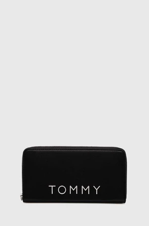 Peňaženka Tommy Jeans dámska, čierna farba, AW0AW16389