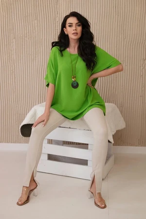 Oversized blouse with pendant light green color