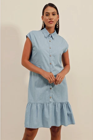 Bigdart 2373 Zero Sleeve Denim Dress - Blue