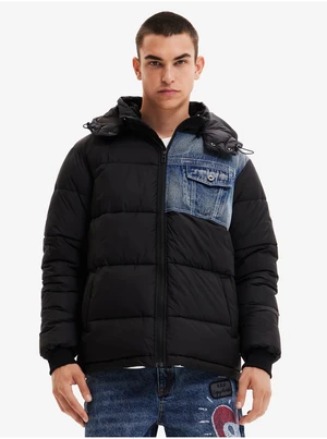 Black Men's Winter Quilted Jacket Desigual Egon - Men