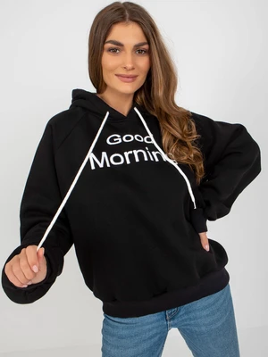 Black oversized hoodie with slogan