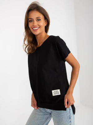 Women's Black Oversized Blouse with Short Sleeves