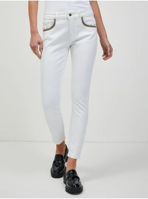 White Shortened Skinny Fit Jeans ORSAY - Women