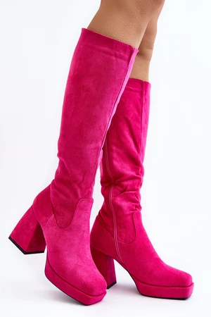 Women's insulated boots Layala Fuchsia with massive heels