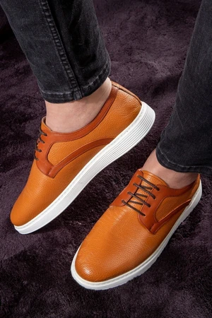 Ducavelli Work Genuine Leather Men's Casual Shoes, Lace-Up Shoes, Summer Shoes, Lightweight Shoes.