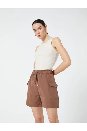 Koton Shorts With Cargo Pocket Tie Waist Modal Blend.