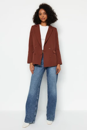 Trendyol Brown Regular Lined Double Breasted Blazer with Closure