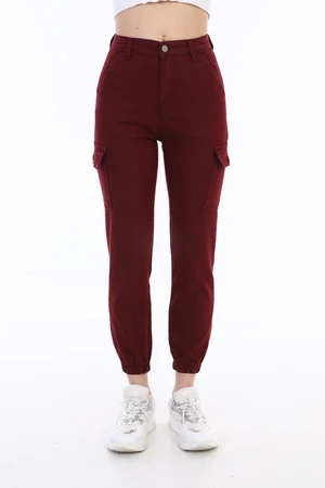 BİKELİFE Claret Red Cargo Pocket Gabardine Trousers