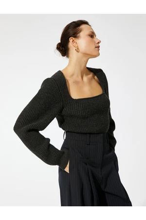 Koton Square Neck Balloon Sleeve Knitwear Sweater