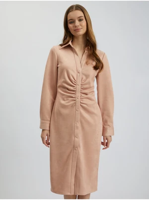 Light pink women's sheath dress in suede ORSAY