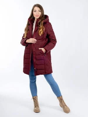 Women's quilted jacket GLANO - burgundy