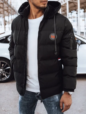 Men's Black Quilted Winter Jacket Dstreet