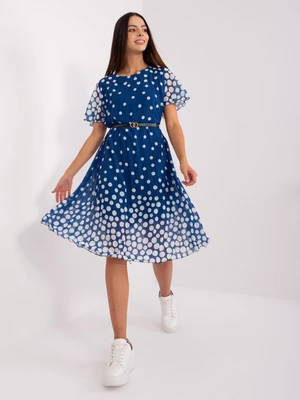 Navy and white polka dot dress