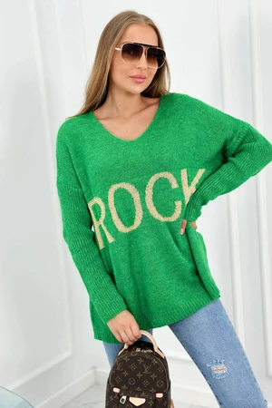 Sweater with Rock inscription light green