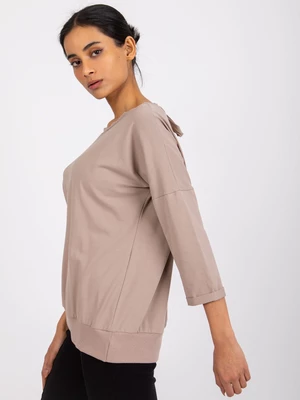 Dark beige blouse with lace Wioleta RUE PARIS