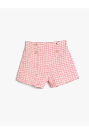 Koton Tweed Shorts Crowbarn Patterned Button Detailed.