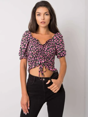 Black blouse with flowers from Kami RUE PARIS