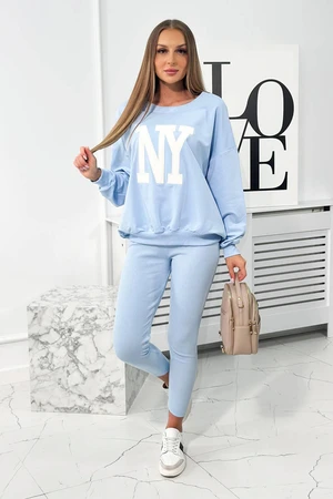 Cotton set sweatshirt + leggings blue