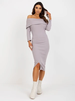 Light purple Spanish striped basic midi dress