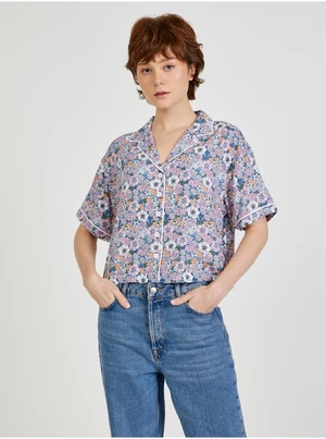 Blue-pink women's patterned shirt VANS Retro Floral - Women