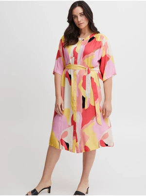 White-Pink Women Patterned Shirt Dress Fransa - Women